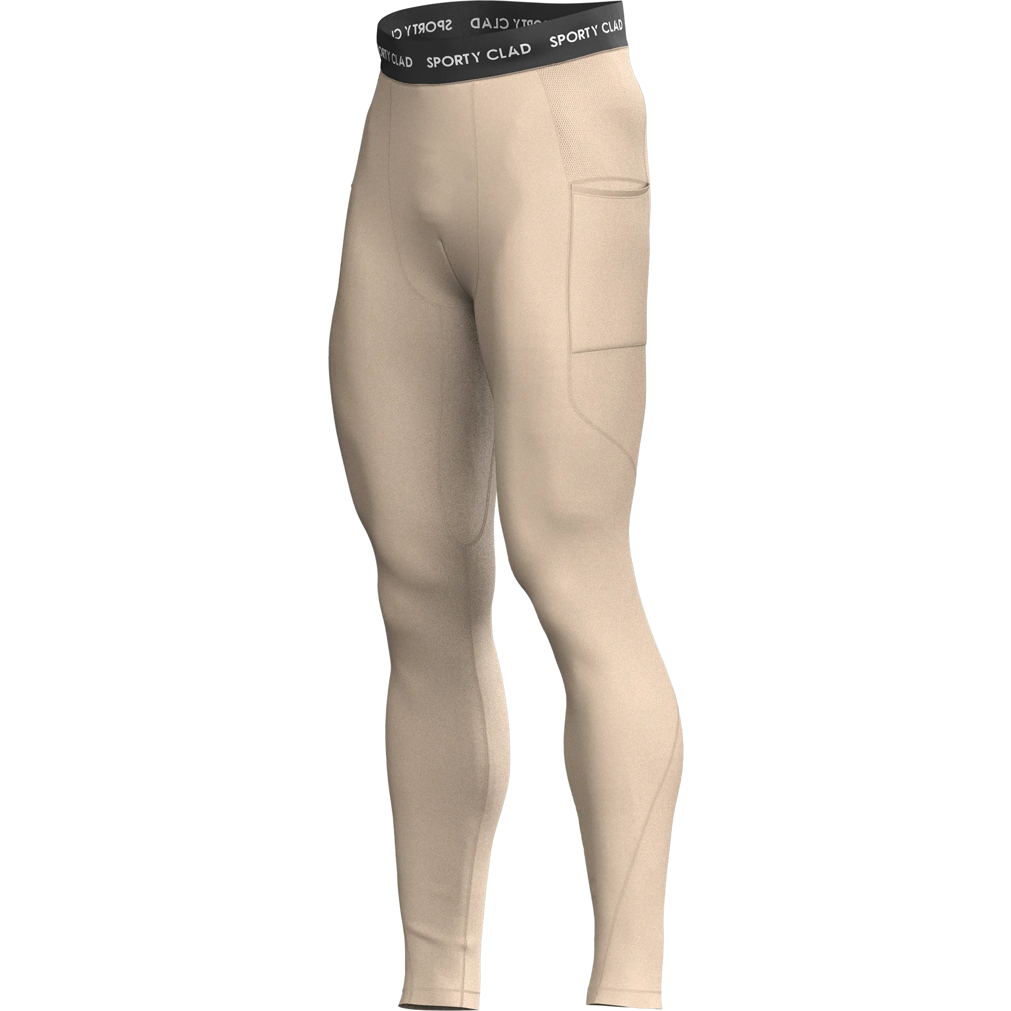 Men's Beige Thermal Base Layer Compression Leggings