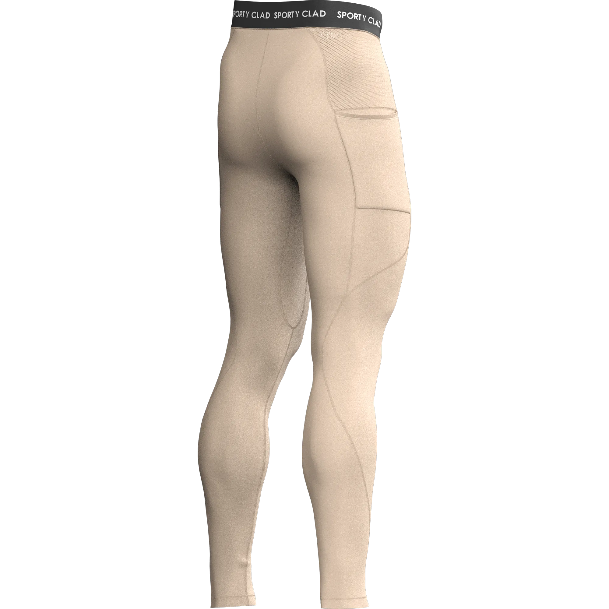 Men's Beige Thermal Base Layer Compression Leggings