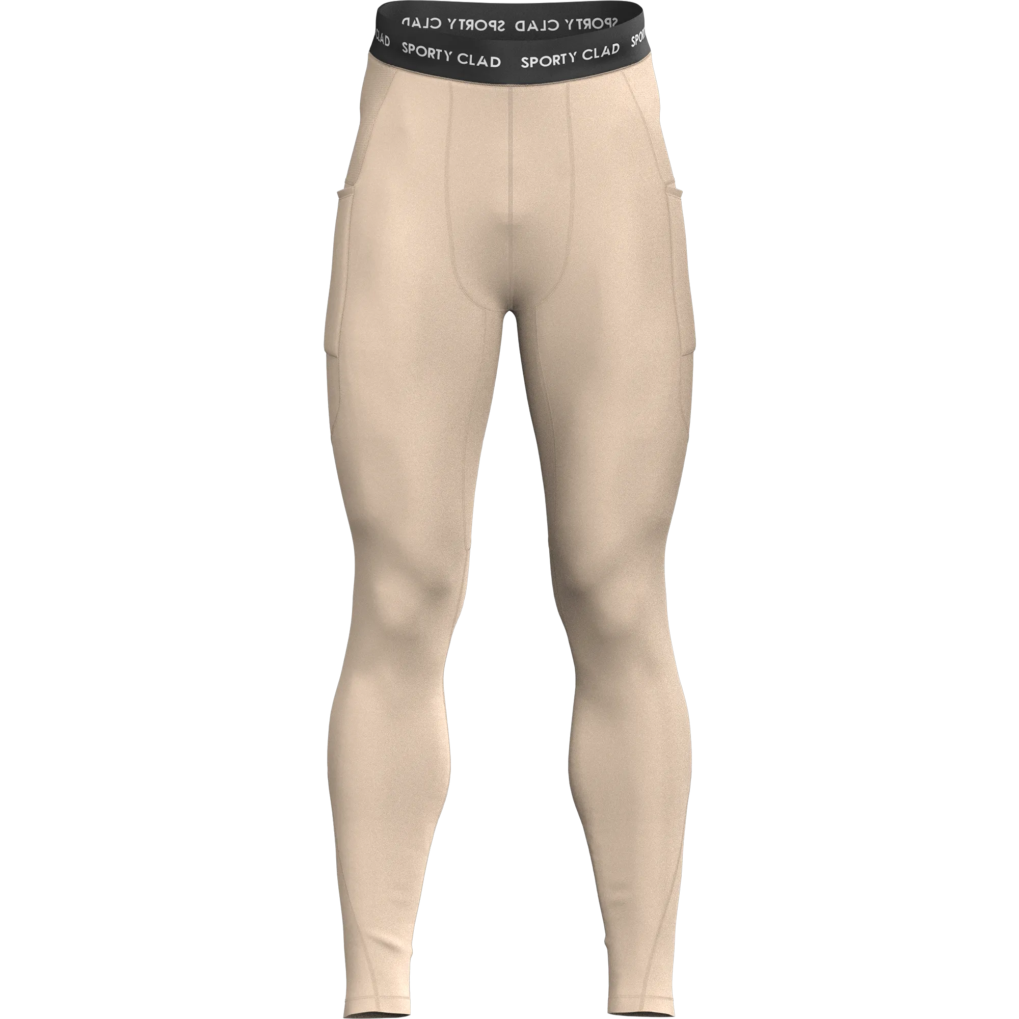 Men's Beige Thermal Base Layer Compression Leggings