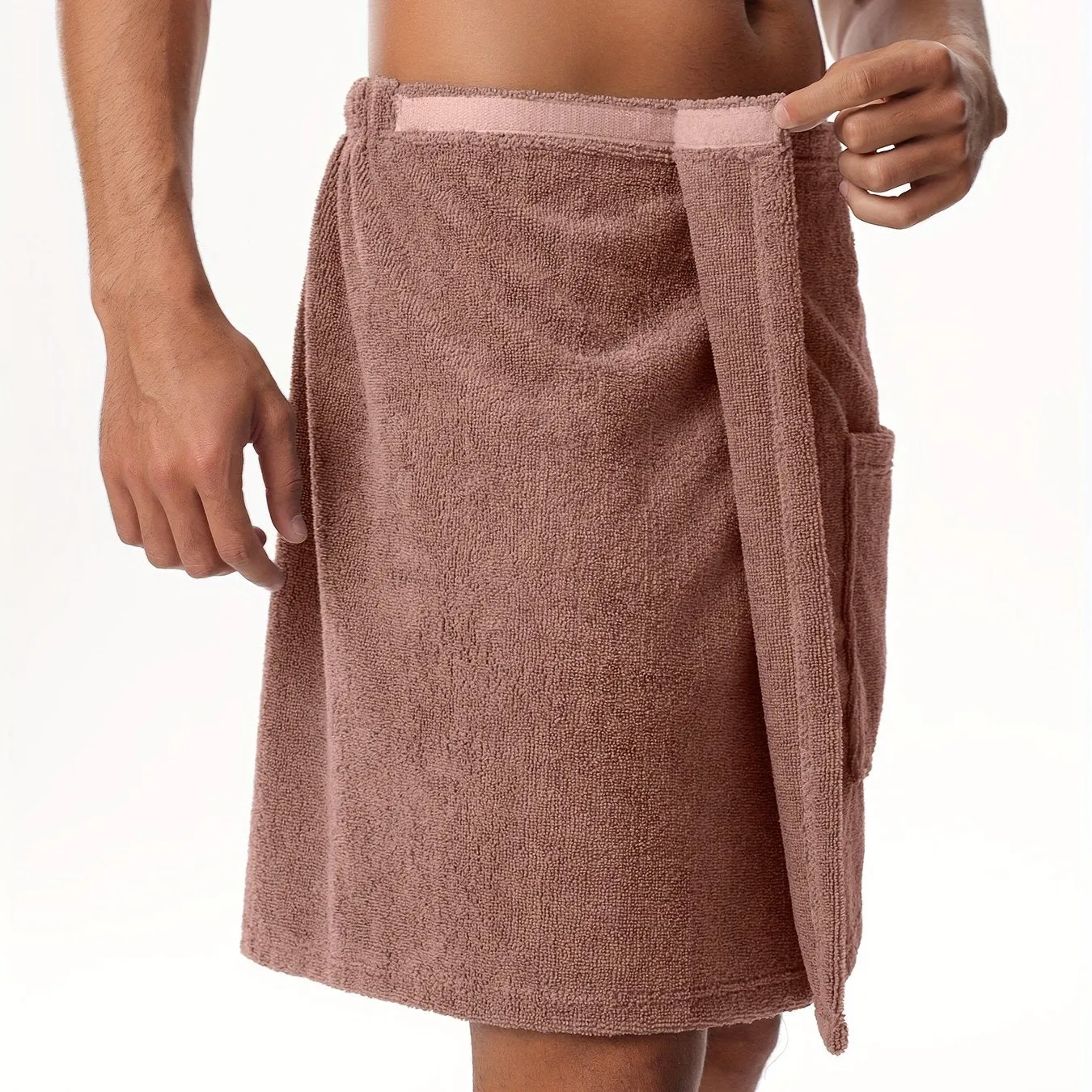 Mens Pocketed Bath Skirt Cozy Absorbent Pajama Bottom for PostBath