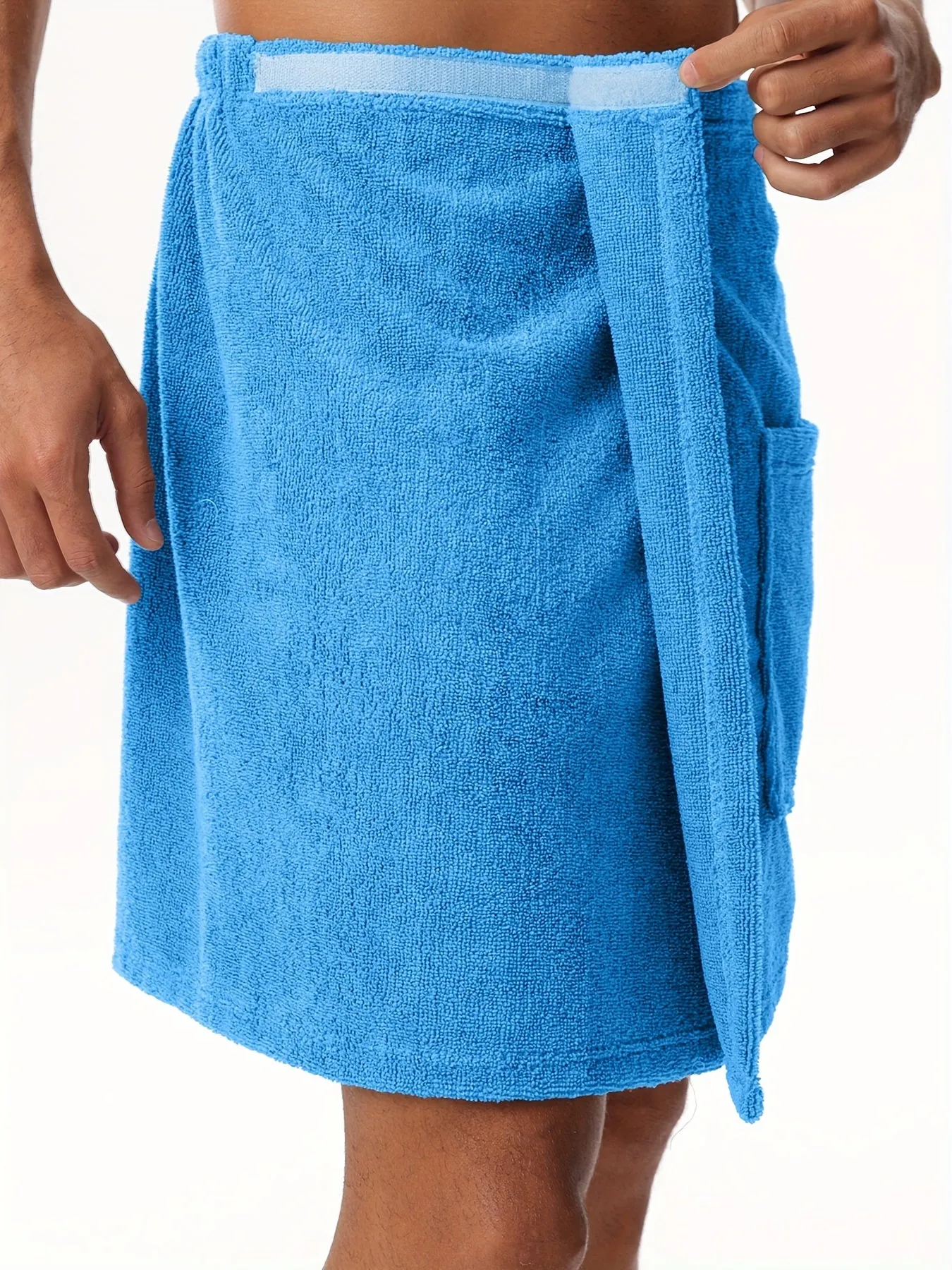 Mens Pocketed Bath Skirt Cozy Absorbent Pajama Bottom for PostBath