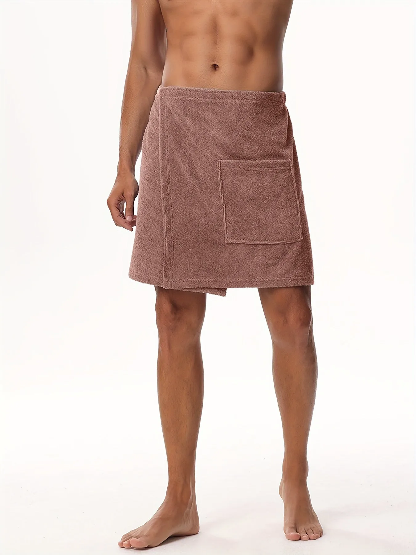 Mens Pocketed Bath Skirt Cozy Absorbent Pajama Bottom for PostBath