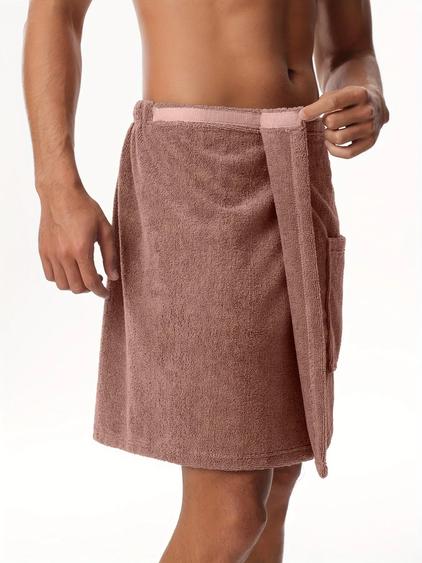 Mens Pocketed Bath Skirt Cozy Absorbent Pajama Bottom for PostBath