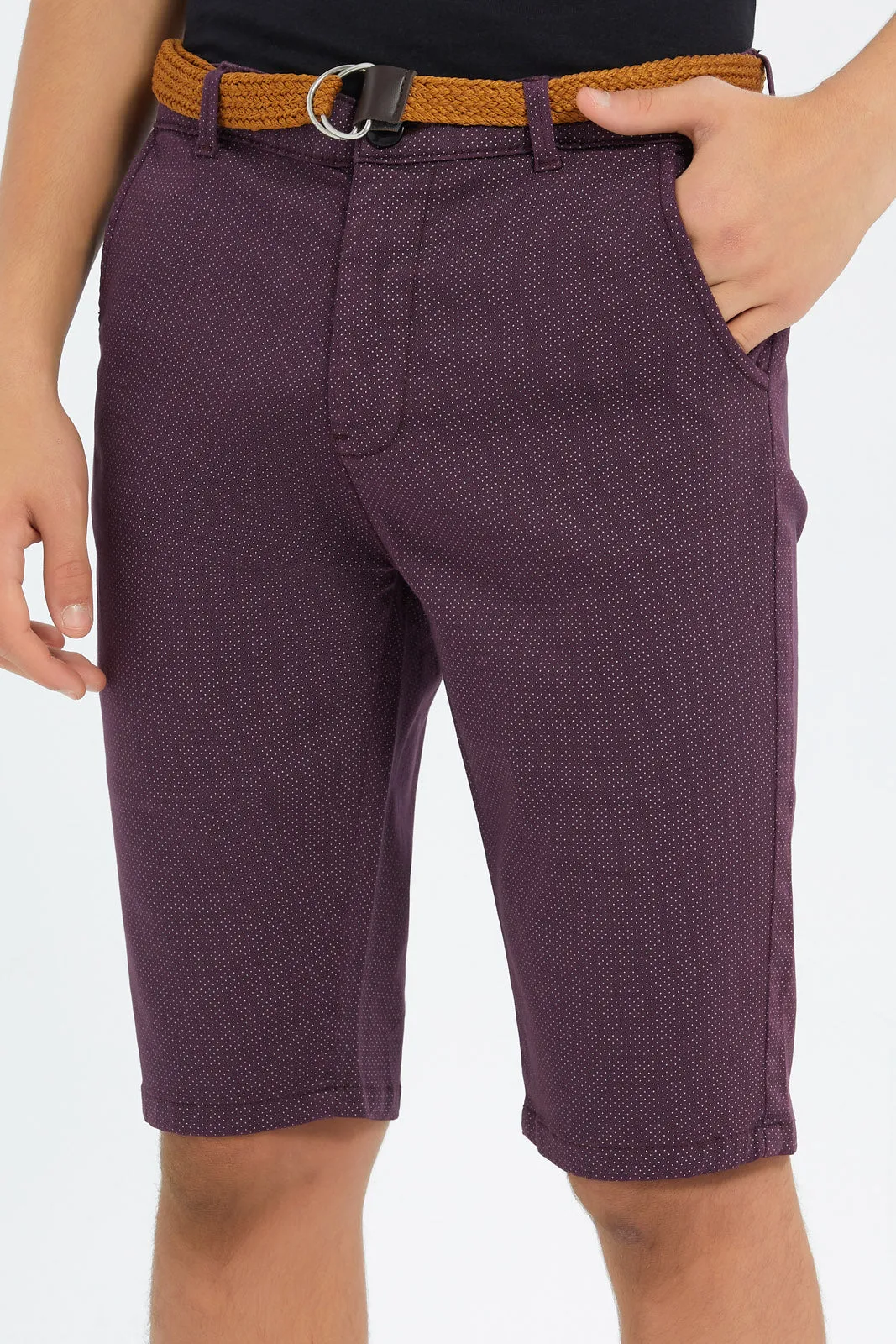 Senior Boys Burgundy Belted Trouser Short