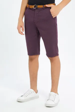 Senior Boys Burgundy Belted Trouser Short