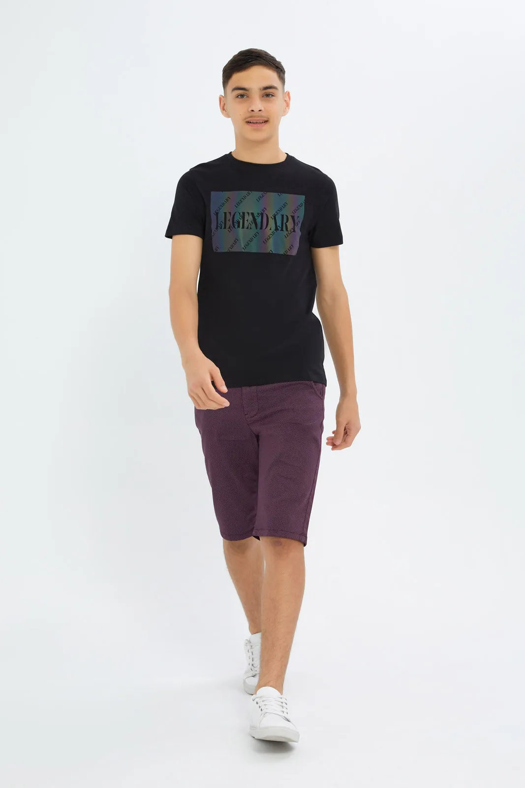 Senior Boys Burgundy Belted Trouser Short