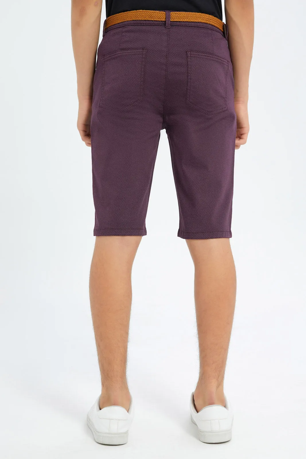 Senior Boys Burgundy Belted Trouser Short