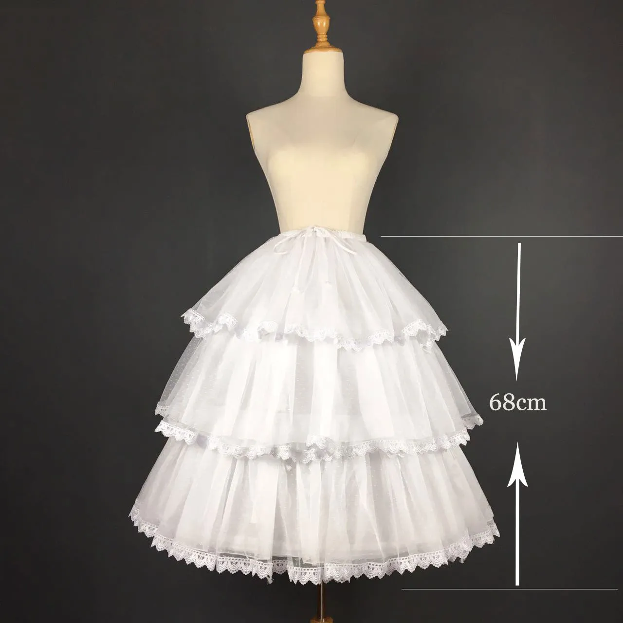 Sweet Short Convertible Rockability Petticoat Lace Trimmed A line/Ball Gown Lolita Pettiskirt