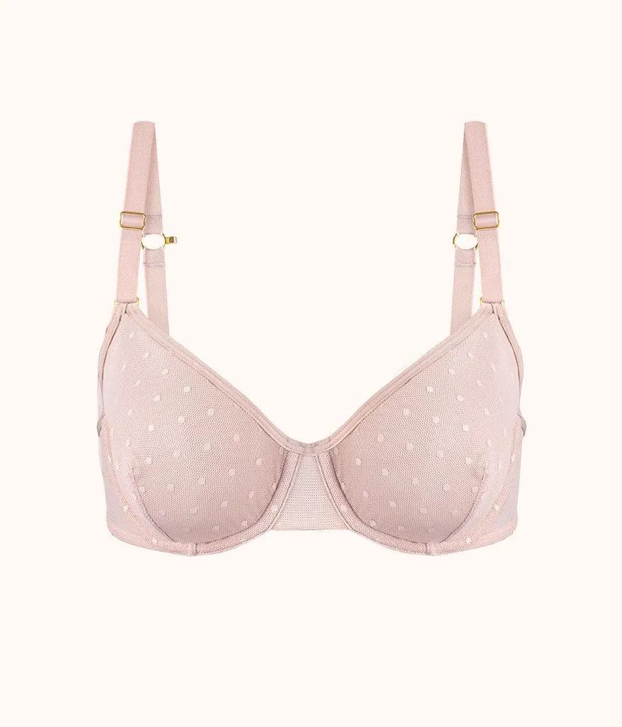 The Dot Mesh Unlined Bra: Orchid