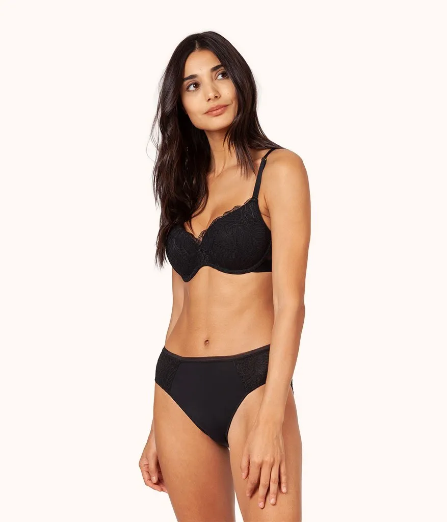 The Lace No-Wire Push-Up Trio: Toasted Almond/Jet Black/Smoke