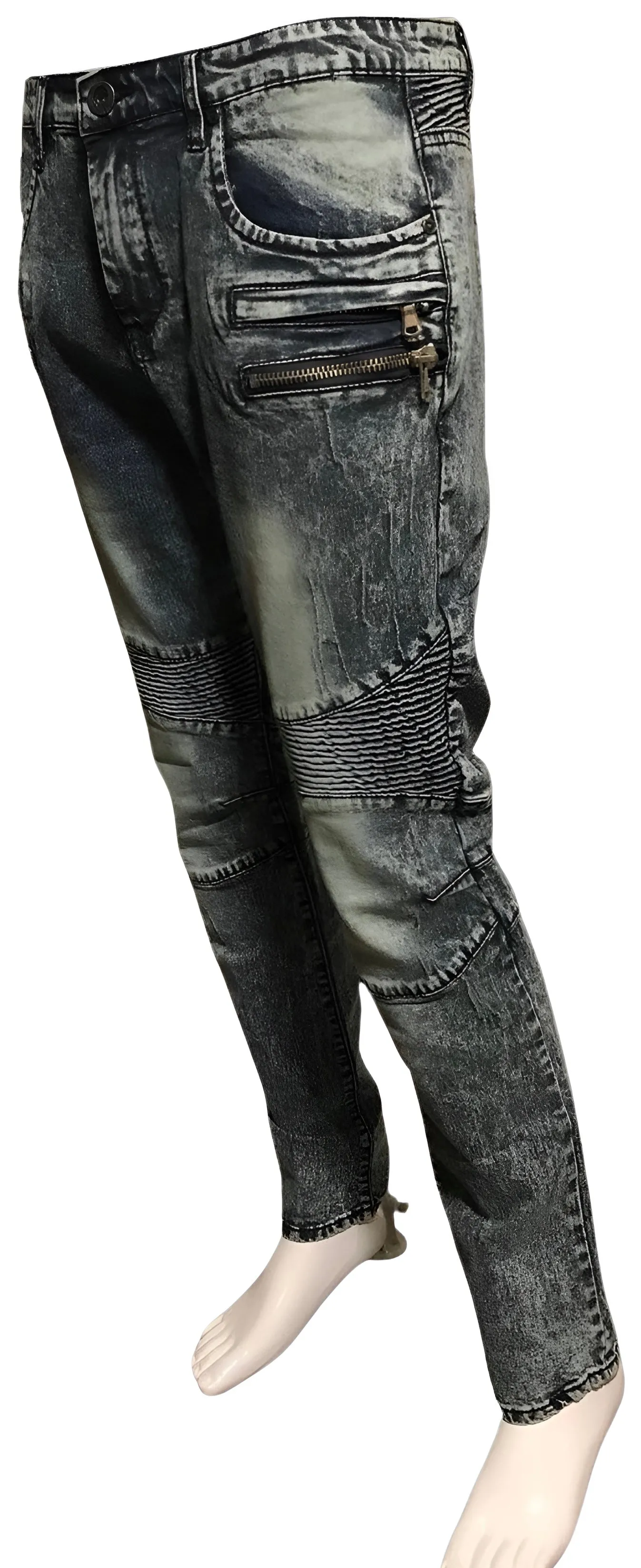 ^UCXX^ (BLUE) MOTO ZIP DESIGNER DENIM JEANS