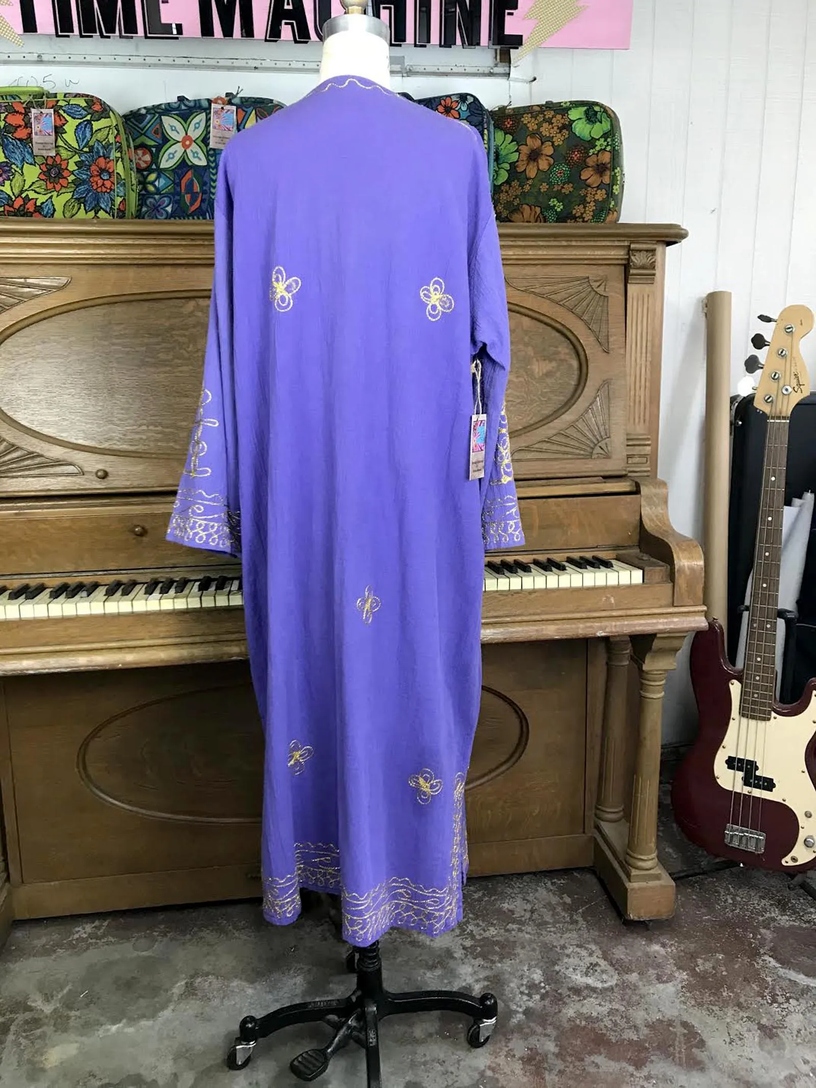 Vintage 70s | Purple Caftan Kaftan Muumuu Boho Hippie Dress | Free Size