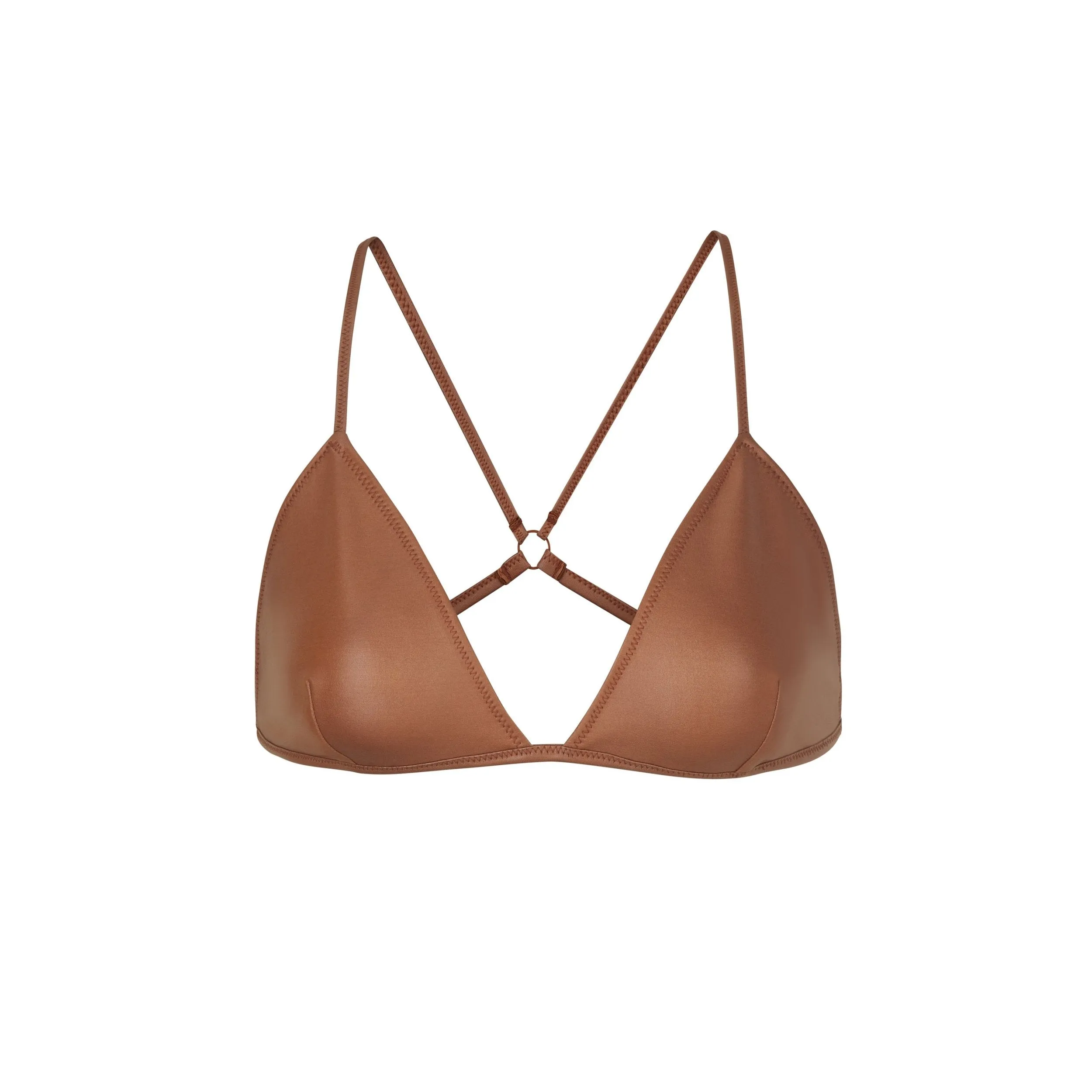 WET JERSEY TRIANGLE BRALETTE | COPPER