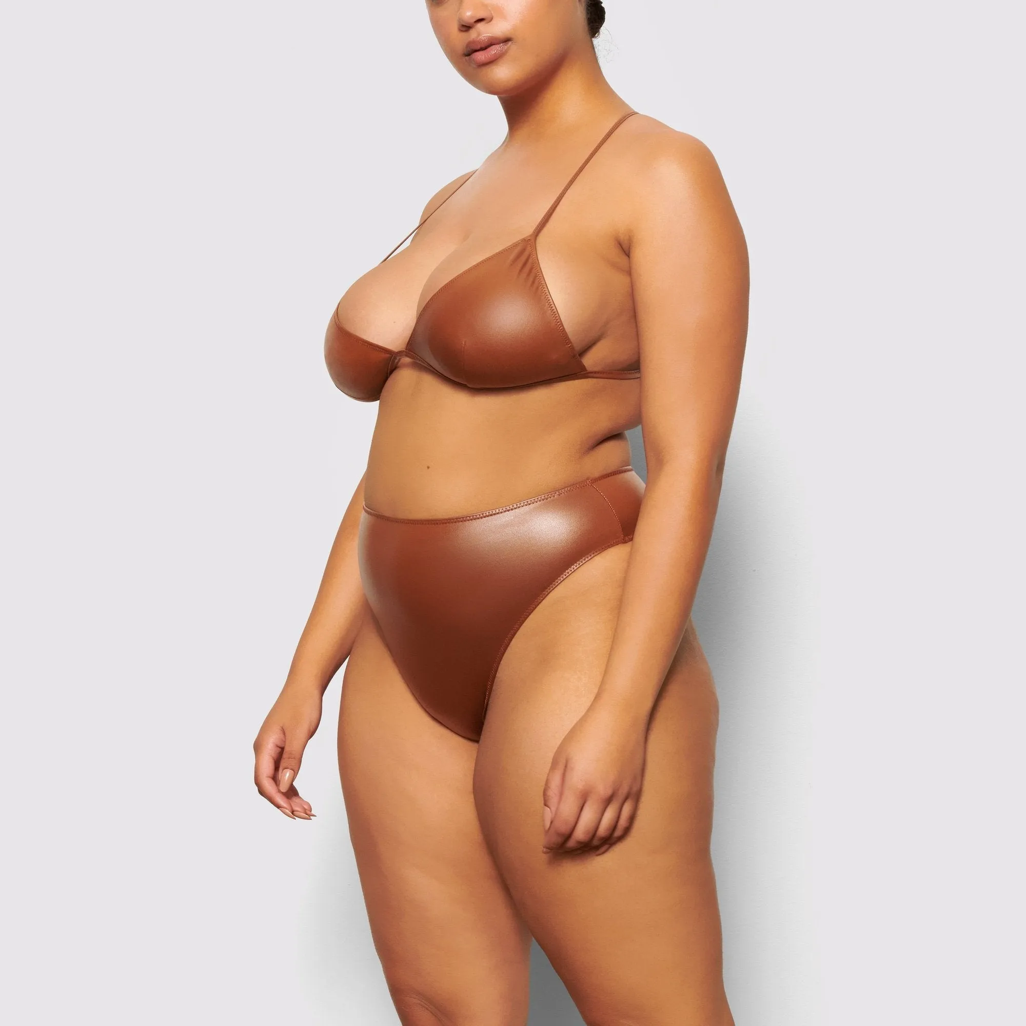 WET JERSEY TRIANGLE BRALETTE | COPPER