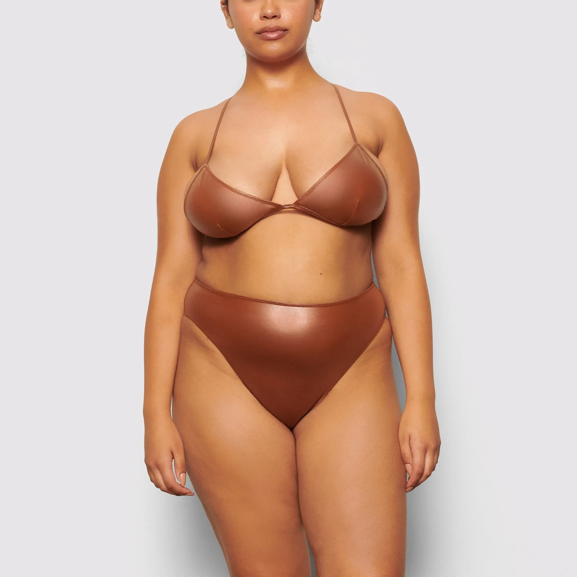 WET JERSEY TRIANGLE BRALETTE | COPPER